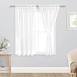 DWCN Sheer Voile Vorhang Transparente Gardine Stangendurchzug 2 Stücke Fensterschal für Wohnzimmer, Babyroom，Schlafzimmer, Rod Pocket, Weiß, 137x140(HxB)