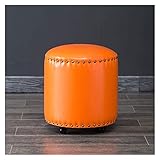 DAZulI Schuhschrank Hocker Fußhocker rund gepolsterter Fußhocker europäischer Stil Wohnzimmer Sofa Schuh Hocker 4 Beine Massivholz und Kunstleder Bezug/Rosa/B35*H40cm (Farbe: Orange, Größe: B35*H40cm)