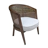 WAEYZ Massivholzsessel, Rattan Esszimmerstühle, Terrassensitz, Rattansitz mit Lehne für Balkon und Terrasse (Color : Dark Walnut, Size : 61 * 66 * 75cm)