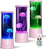 AONESY LED Quallen Lampe 17 Farben, Lavalampe Aquarium Auallen Jellyfish Lampe Kinder,Lava Lampe Aquarium Deko Stimmungslicht mit Fernsteuerung,Rosa