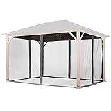 Moskitonetz für Gartenpavillon Forest Superior 3x4 m - Polyester - Insektengitter inkl. Haken, mit Reißverschluss - dunkelgrau