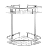 FVRTFT 2-stufiges Duschregal ohne Bohren, Badezimmer-Eckregal, rostfreies Aluminium, selbstklebender Dusch-Organizer, Aufbewahrung, wandmontierter Duschkorb mit 2 Haken