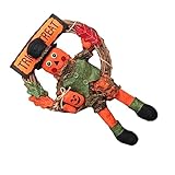 ABOOFAN Guirnaldas Para Halloween-Kranz Wandbehang Deko Halloween-Anhänger Partyzubehör Gastgeschenke Auflistung Ornament Rattan-Kreis-Anhänger Holzkürbis