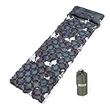 BESTIF Camping Isomatte aufblasbar Luftmatratze Outdoor Ultraleicht wasserdicht 190 x 58 x 5 cm kompakte Schlafmatte mit Kissen (Militär)