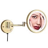 FUDGIO Wand-Make-up-Spiegel Badezimmer Schminkspiegel Schwenkbar 8,5 Zoll Klappbar Mit Vergrößerung Mit Steckdose Schalter (Color : Chrom, Size : 3X)