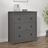 Youuihom Küchenschränke, Bodenschränke, Freistehende Schränke, Geeignet für Wohnzimmer, Schlafzimmer, Küche oder Bad, Sideboard Grau 70x35x80 cm Massivholz Kiefer