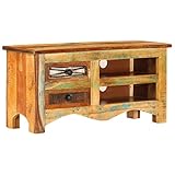 Retro-Stil TV-Lowboard TV Schrank Fernsehschrank Fernsehtisch, TV Schrank TV Tisch TV Board mit 2 Fächern und 2 Schubladen, 80x30x40 cm Altholz Massiv