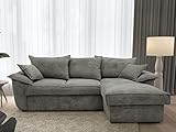 Vente-unique Ecksofa mit Schlaffunktion + Bettkasten - Ecke rechts - Cord - Dunkelgrau - Guillermo