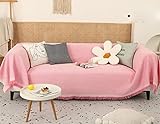 Homxi Sofahusse 1Sitzer,Sofa Universal Bezug Einfarbig Sofa Überzug Baumwolle Handtuch Sofa Rosa Bezug Sofa 90x180CM