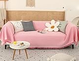 Homxi Sofahusse 1Sitzer,Sofa Universal Bezug Einfarbig Sofa Überzug Baumwolle Handtuch Sofa Rosa Bezug Sofa 90x180CM