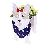 Sukkulenten Pflanztopf Pflanzgefäß aus Holz Form Sukkulenten Pflanzgefäß Hund Pflanzgefäß Hund Cartoon Tier Blumentöpfe Garten Blumentopf Hund Yak Kuh Niedlicher Tier Hängende (White, One Size)