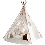 Tacobear Tipi Zelt für Kinder Tippi Kinderzelt Spielzelt mit Lichterkette Feder Prinzessin Castle Tragbare Groß Tipi Spielzelt Kinderzelt Kinderzimmer Spielhaus Indianerzelt für drinnen