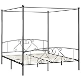 Tidyard Himmelbett Bett Bettgestell Einzelbett Metallbett Bettrahmen Lattenrost aus massivem Metall,Schlafzimmerbett Polsterbett Schlafzimmermöbel Bettrahmen Ehebett 100x200/140 x 200/180 x 200 cm