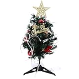 CaCaCook Mini-Weihnachtsbaum, 101,6 X 30,5 X 22,9 cm, Tisch-Mini-Weihnachtsbaum-Set mit Mehrfarbigen LED-Lichtern und Hängenden Ornamenten für Selbstgemachte Weihnachtsdekoration
