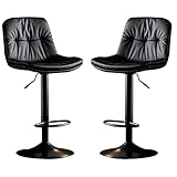 XIaoHESHop Moderner Barhocker Höhenverstellbarer Drehbarhocker Barhocker aus PU-Leder Hohe Barstühle für das Esszimmer Home Küchenhocker 2er-Set