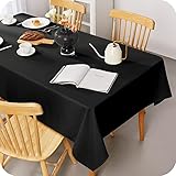 Amazon Brand - Umi Wasserdicht Tischdecke Abwaschbar Lotuseffekt Ölbeständig Tafeldecke 140x200 cm Schwarz