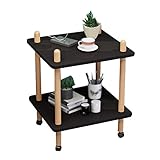 RGEENRE Nachtschränke Zwei Schichten Nachttisch, fahrbar, es Schlafzimmer Finishing Rack-Wohnzimmer-Sofa Seitenholz Telefon Tisch Magazine Rack bewegen Korbtisch (Color : E, Size : 50 * 50 * 53CM)