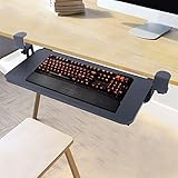 Esyogen Tastaturauszug mit Metallschienensystem 52 * 25cm C Form Tastaturhalterung Ablage Schublade Computertisch Keyboardauszug,Schwarz