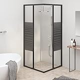 Tidyard Duschkabine mit Streifen Badewannenaufsatz Duschwand Duschtrennwand ESG 70x70x180 cm Schwarz