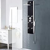 JKYOU Duschpaneel Glas 25x44,6x130 cm schwarz