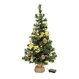 Bambelaa! Weihnachtsbaum Künstlich Mit Beleuchtung Geschmückt Tannenbaum Dekoriert Christbaum Beleuchtet LED 75cm Gold