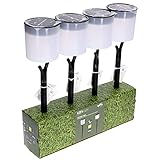 LED's Light Solar Design LED-Gartenleuchte 4 Stück Modell Zylinder mit Erdspieß warmweiß Dämmerungssensor IP44