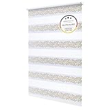 Brillant Doppelrollo Duo-Rollo Klemmfix Fenster Rollos ohne Bohren Gold Beige 70 x 150 cm Stoffbreite 67 cm Klemmrollo Zebra Rollo Verdunkelung Jalousie