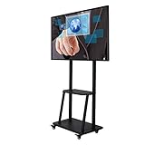 TV Standfuss, Regal-TV-Wagen, universeller mobiler TV-Ständer mit Rollen, Heimboden-TV-Halterungen für 32–65 Zoll LED-LCD-OLED-Flachbild-Plasmafernseher, TV-Monitor für Büros