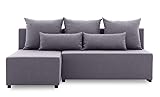 BETTSO -Ecksofa mit Schlaffunktion mit Bettkasten Couch L-Form Polstergarnitur Wohnlandschaft Polstersofa mit Ottomane Couchgranitur - BONIX (Hellgrau)