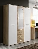 ASM Kleiderschrank Dino, 135 x 191 x 55 cm, Eiche und Weiß