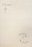 THEKO | marokanischer Berber Teppich handgeknüpft aus 100% Schurwolle | Hadj | Wollsiegel | Farbe: Weiß | 60 x 120 cm