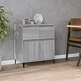 JUNZAI Sideboard, Schlafzimmer Möbel, Kommode Schlafzimmer, Esszimmer Schrank, Komodenschrank, Buffetschrank, Büromöbel, Grau Sonoma 60x35x70 cm Holzwerkstoff