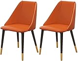 Moderne Küche Esszimmerstühle Esszimmerstühle 2er Set wasserdichte Wohnzimmerstühle aus PU-Leder mit Metallbeinen Küche Wohnzimmer Lounge Thekenstühle