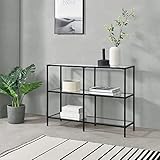 [en.casa] Konsolentisch Perstorp 100x30x73cm Flurtisch Sideboard Beistelltisch Tisch Stahlgestell Gehärtetes Glas Schwarz