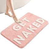 Firecos Get Naked Badematte Fußmatte rutschfeste Türmatte Fussmatte Microfiber Badezimmermatte Badewanne Duschteppich Badteppich für Badezimmerdekoration (Rosa, 50x80cm)