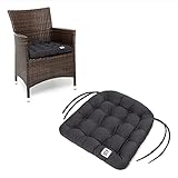 HAVE A SEAT Living - Sitzkissen 48x46 cm (6 St.) - Outdoor Sitzpolster Rattanstuhl - Bequeme, Orthopädische Gartenstuhl Sitzauflage - Waschbar bis 95°C (Grau /Anthrazit, 6er Set - 48x46 cm)