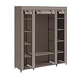 SONGMICS Kleiderschrank, Stoffschrank, mit Überzug aus Vliesstoff, Faltschrank mit Kleiderstange, 45 x 150 x 175 cm, 12 Ablagen, Metallrahmen, Schrank fürs Schlafzimmer, Taupe LSF003R02