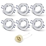 KYOTECH OPPER LED Einbaustrahler 6 Pack GU10 Einbaurahmen Schwenkbar led spot Einbauleuchte in Alu gebürstet Optik,Einbauleuchten rahmen für LED/Halogen Leuchtmittel Inkl. GU10 Fassung, Rund