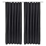 Beautissu 2er Set Verdunklungsvorhänge Amelie 140x245 cm Schwarz - Vorhang Blickdicht mit Kräuselband – 2 Stück Blackout Gardinen Universalband - Vorhänge für Wohnzimmer, Schlafzimmer & Büro