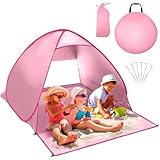 Active Era Pop Up Strandmuschel mit UV Schutz, UPF 50+ Strandzelt, Windschutz Strand, Zelt für 2-3 Personen inkl. Tragetasche und Heringe - Pink