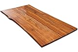 SAM Tischplatte Imker 140x80 cm, cognacfarben, Akazie massiv, 35 mm, stilvolle Baumkanten-Platte, pflegeleichtes Unikat, FSC® 100% Zertifiziert