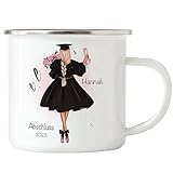 Kiddle-Design Bachelor Master Abitur 2023 Emaille Tasse Abschluss Geschenk Personalisiert Name Absolventin Doktor Damen Frauen Schulabschluss Abi