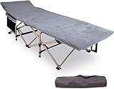 REDCAMP XXL Feldbett mit Matratze Topper für Erwachsene 226kg, 71cm Extra breite Campingbett klappbar, Stabile Faltbar Betten für Outdoor Camping Reisen Büro Indoor, Grau