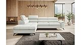 Stylefy Ecksofa Windsor - Polsterecke (HxBxL): 95x222x265 cm - Eckcouch Kunstleder Cayenne Weiß Links mit Schlaffunktion