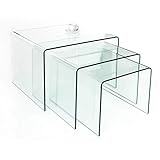Invicta Interior 3er Set Glas Couchtisch FANTOME 60cm Beistelltische transparent Glastisch Tische