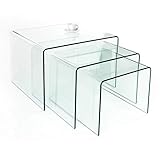 Invicta Interior 3er Set Glas Couchtisch FANTOME 60cm Beistelltische transparent Glastisch Tische