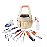 Gartenwerkzeugset, 10-Teiliges Aluminium-Gartenhandwerkzeugset Mit Gartenhandschuhen, Gartenwerkzeug-Eimertasche, Pflanzgeschenke Für Frauen Und Männer