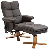 HOMCOM Massagesessel mit Fußhocker Relaxsessel Fernsehsessel mit Stauraum TV Sessel 145°-Neigung Kunstleder Braun 80 x 86 x 99 cm