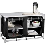 BERGER Sideboard Campingküche - Campingschrank faltbar mit 4 Staufächer inkl. Tragetasche - Outdoor Camping Schrank Küche - Camping Küchenschrank faltbar Vorzelzt mit Aluminiumgestell