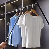 Dawafit Lift Pull Down Hanger Rod, Adjustable Width Clothes Rack Clothes, Multifunctional Pants Rack Hanger Rail Space Saving Pull Out Trousers Rack For Cabinet/510~660Mm